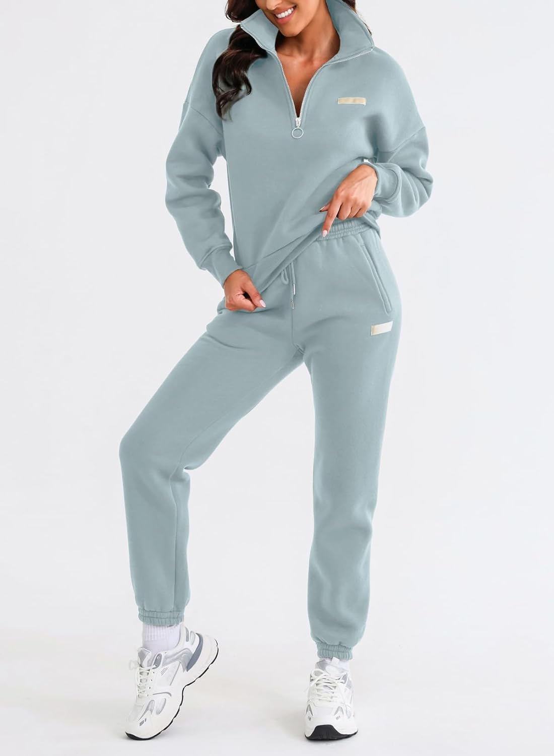 Women 2 Piece Outfits Sweatsuit Lounge Set Half Zip Pullover with Tracksuit Matching Pants Set