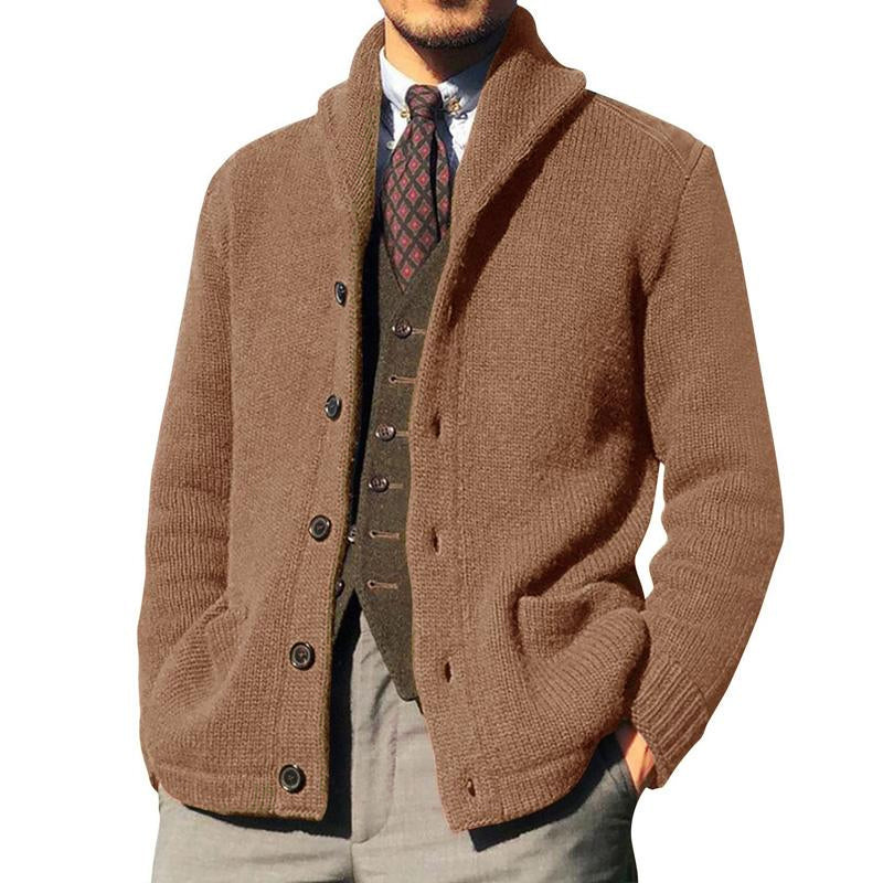 Men's Solid Color Button Knit Jacket