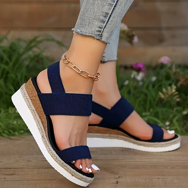 simple wedge sandals women s casual elastic band summer details 9
