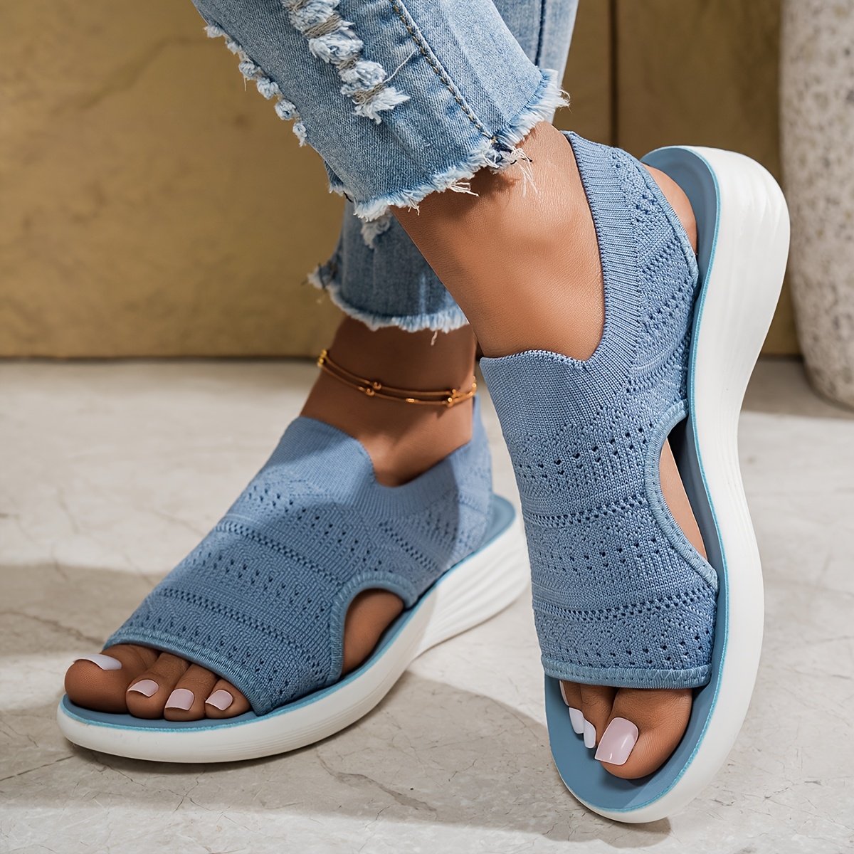 Women's Breathable Knit Platform Sandals