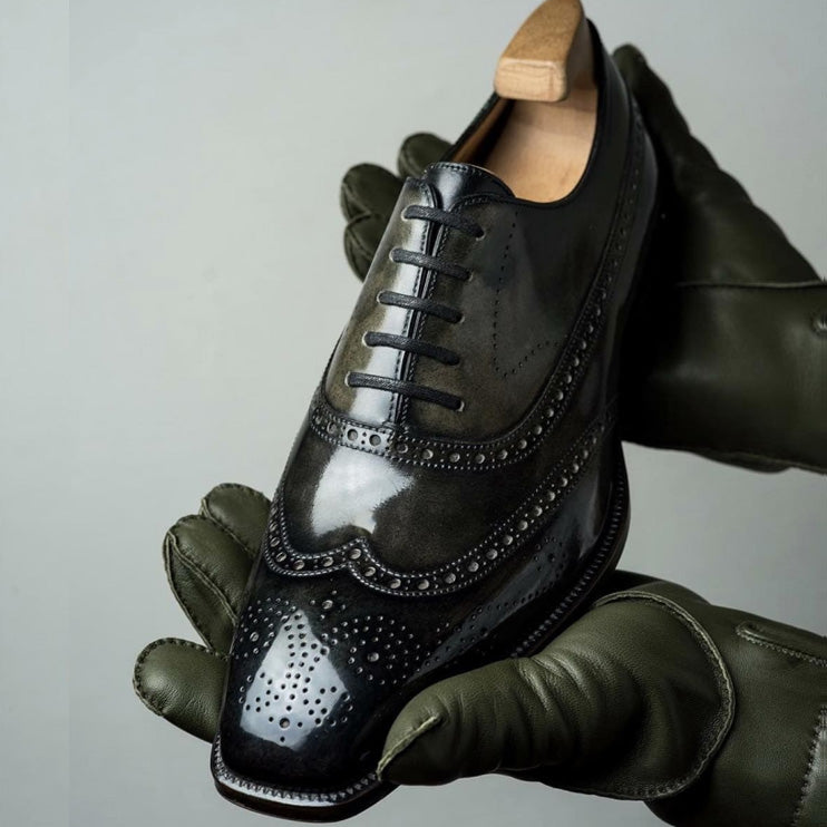 Dark Green Classic Oxford Brogues-Zittor