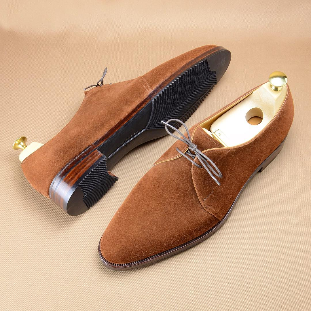 Brown Suede Lace-Up Handmade Casual Shoes-Zittor