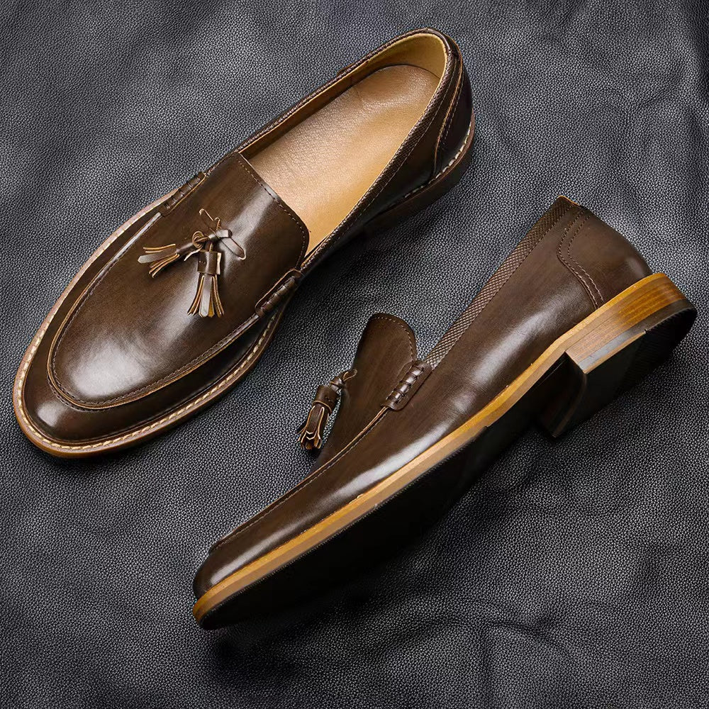 Brown tassel simple all-match loafers-Zittor