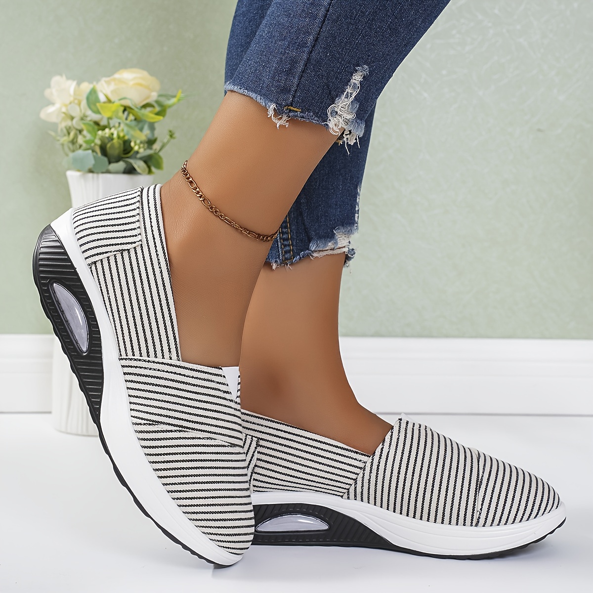 Women's Striped Comfortable Air Walking Shoes