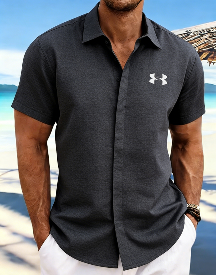 UA Men's Luxury Linen Shirt Breathable & Comfortable Casual Short Sleeve