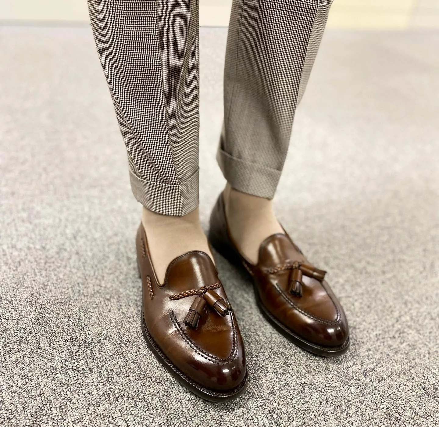 Brown tassel men's leather shoes-Zittor