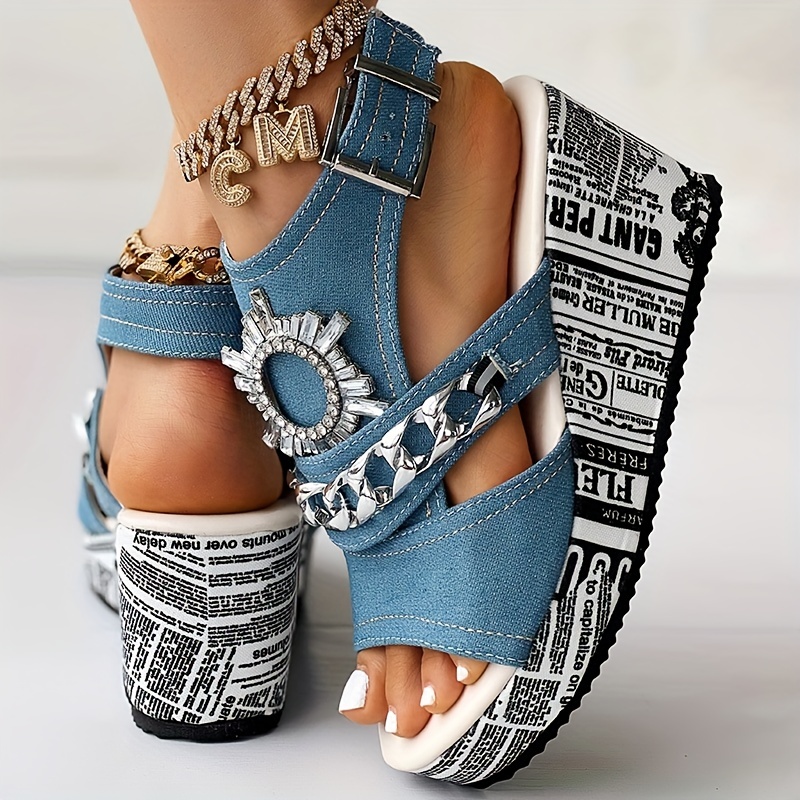 Women's Rhinestone Stylish Chain Sandals