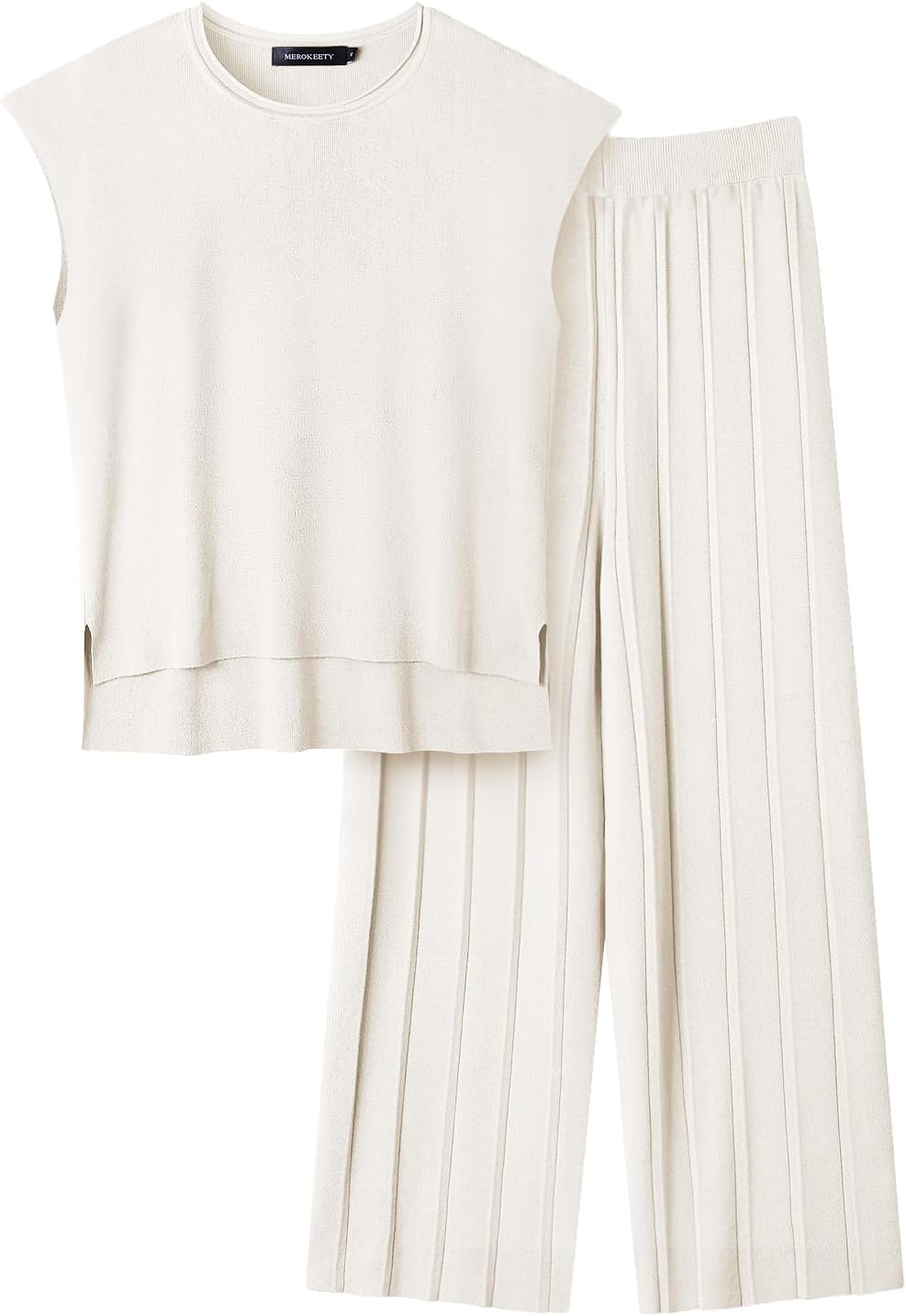 Women’s 2 Piece Outfits Knit Matching Lounge Sets Cap Sleeve Sweater Top