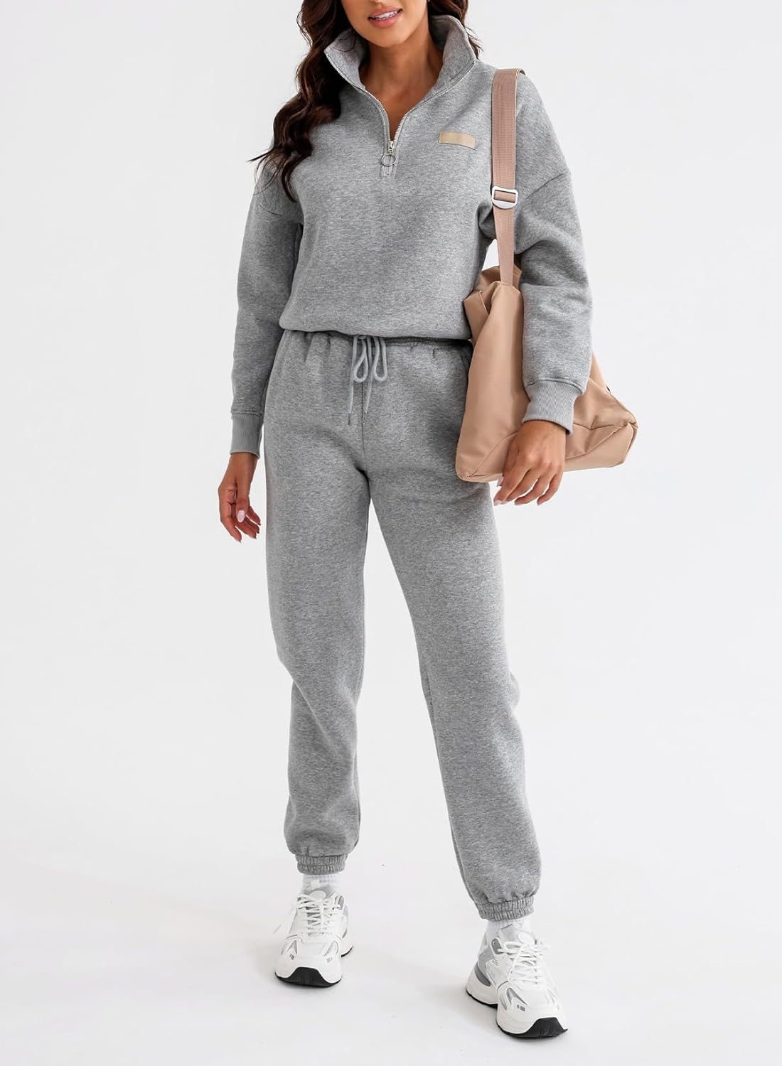 Women 2 Piece Outfits Sweatsuit Lounge Set Half Zip Pullover with Tracksuit Matching Pants Set