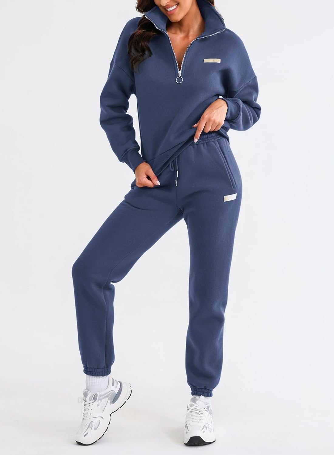 Women 2 Piece Outfits Sweatsuit Lounge Set Half Zip Pullover with Tracksuit Matching Pants Set