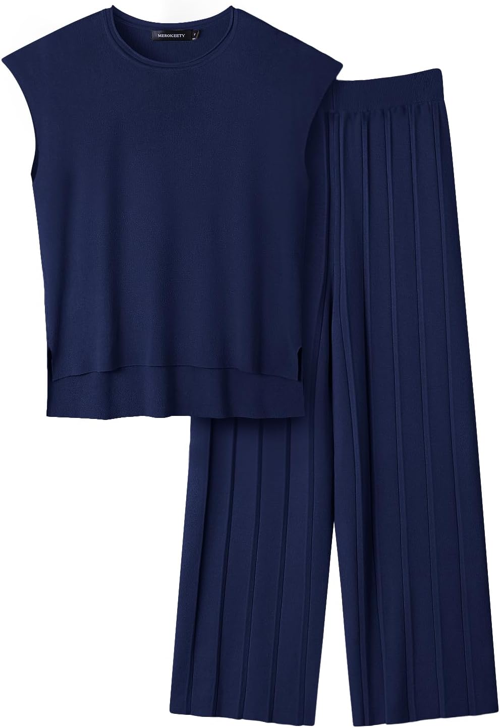 Women’s 2 Piece Outfits Knit Matching Lounge Sets Cap Sleeve Sweater Top