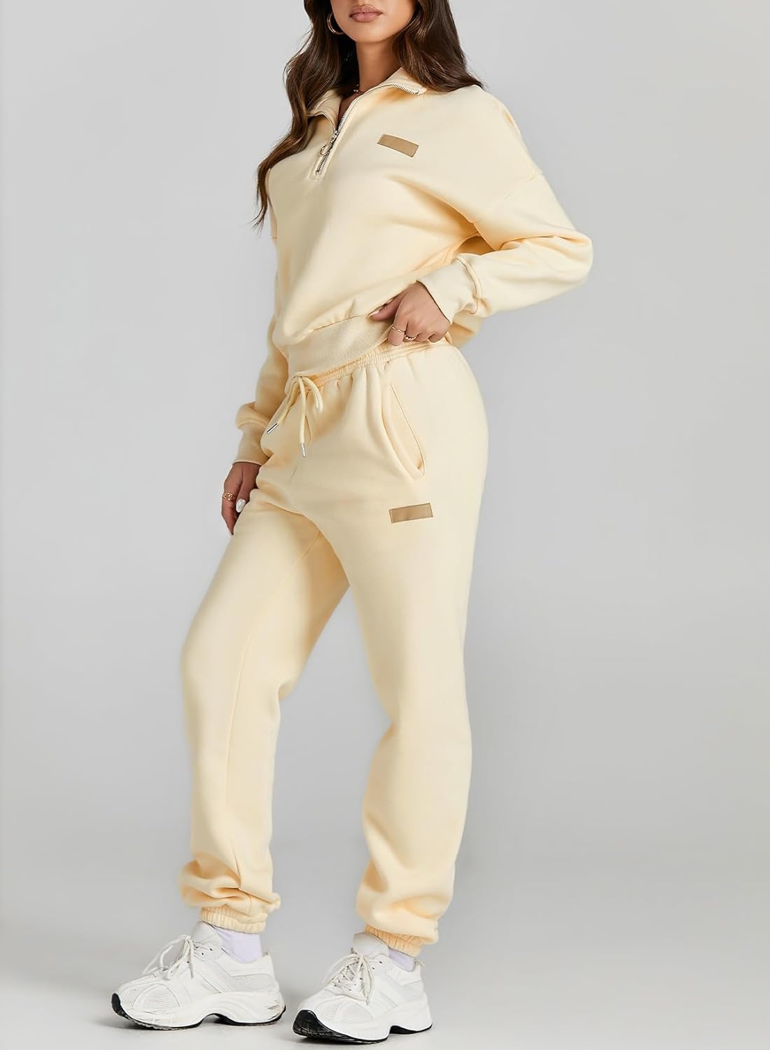 Women 2 Piece Outfits Sweatsuit Lounge Set Half Zip Pullover with Tracksuit Matching Pants Set