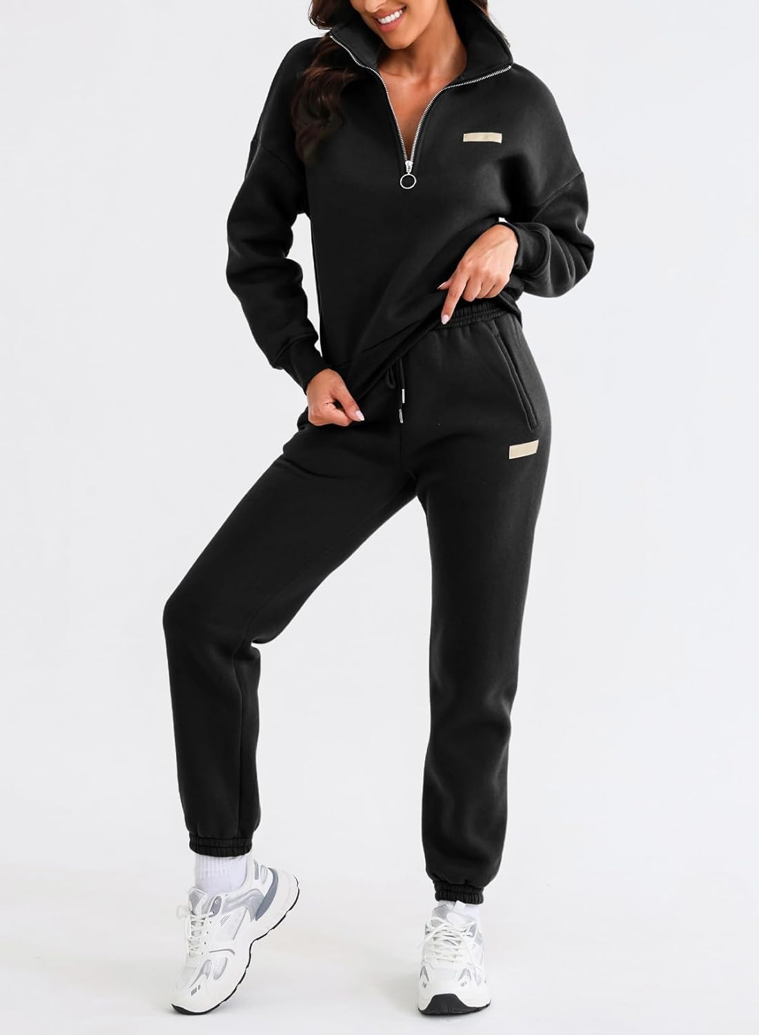 Women 2 Piece Outfits Sweatsuit Lounge Set Half Zip Pullover with Tracksuit Matching Pants Set