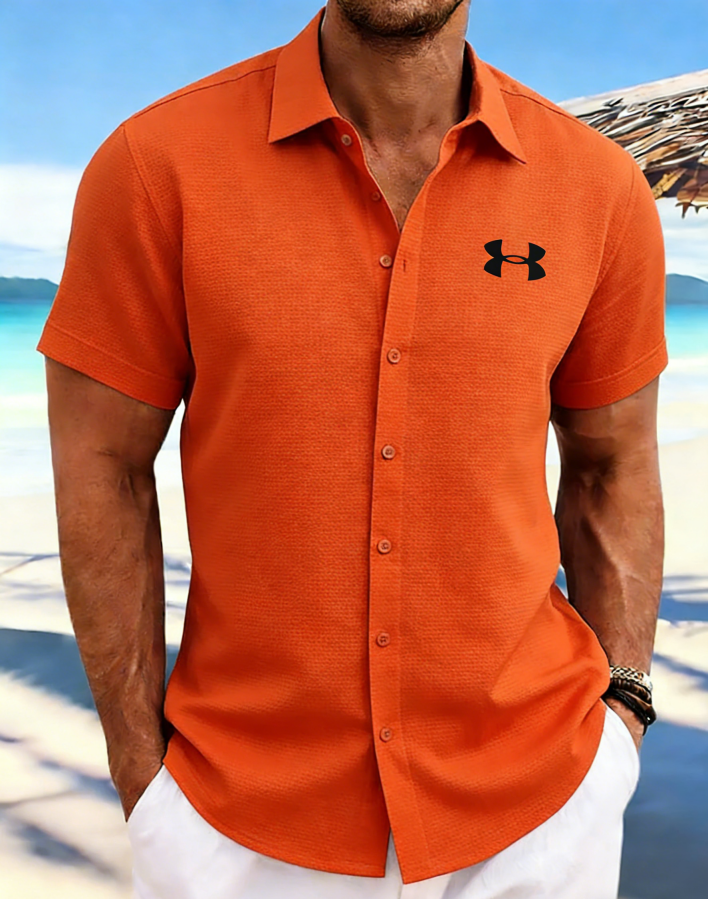 UA Men's Luxury Linen Shirt Breathable & Comfortable Casual Short Sleeve