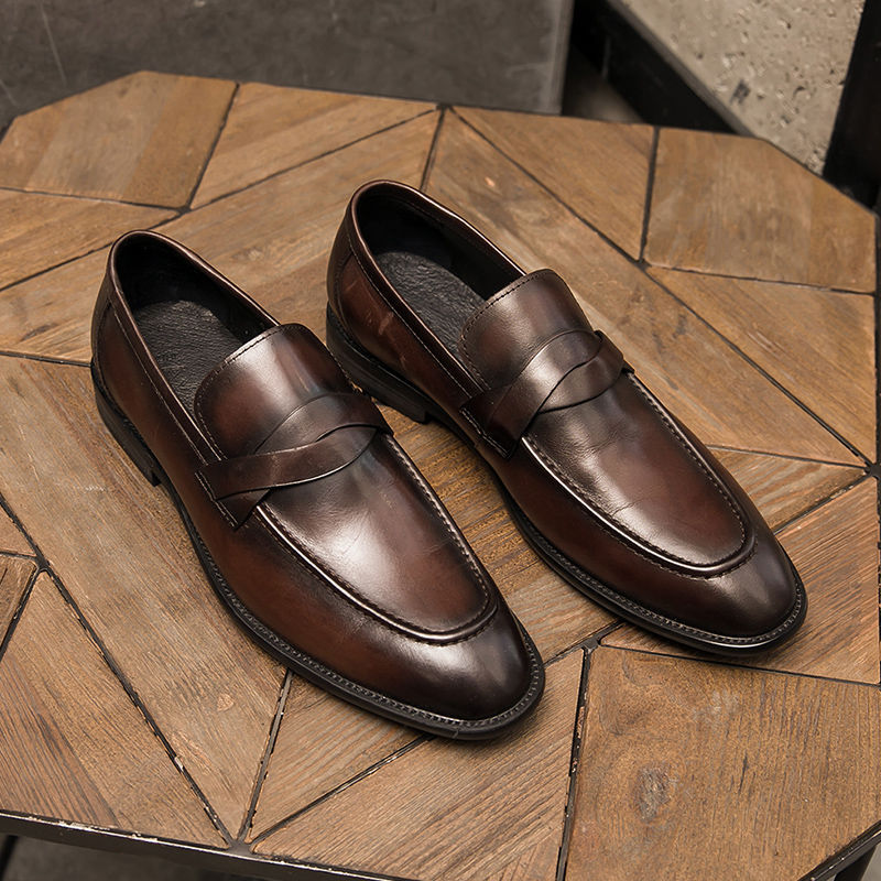 Brown Leather Non-slip Loafer-Zittor