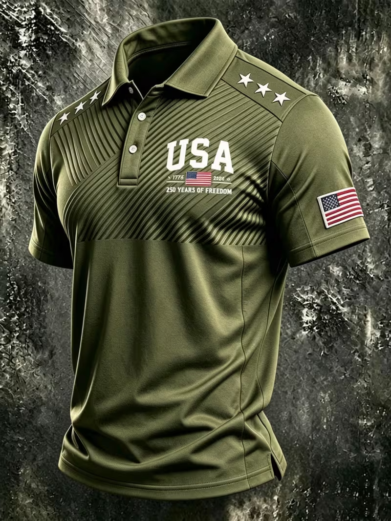 Men’s Patriotic Quick-Dry Tactical Polo Shirt-Embrace American Freedom