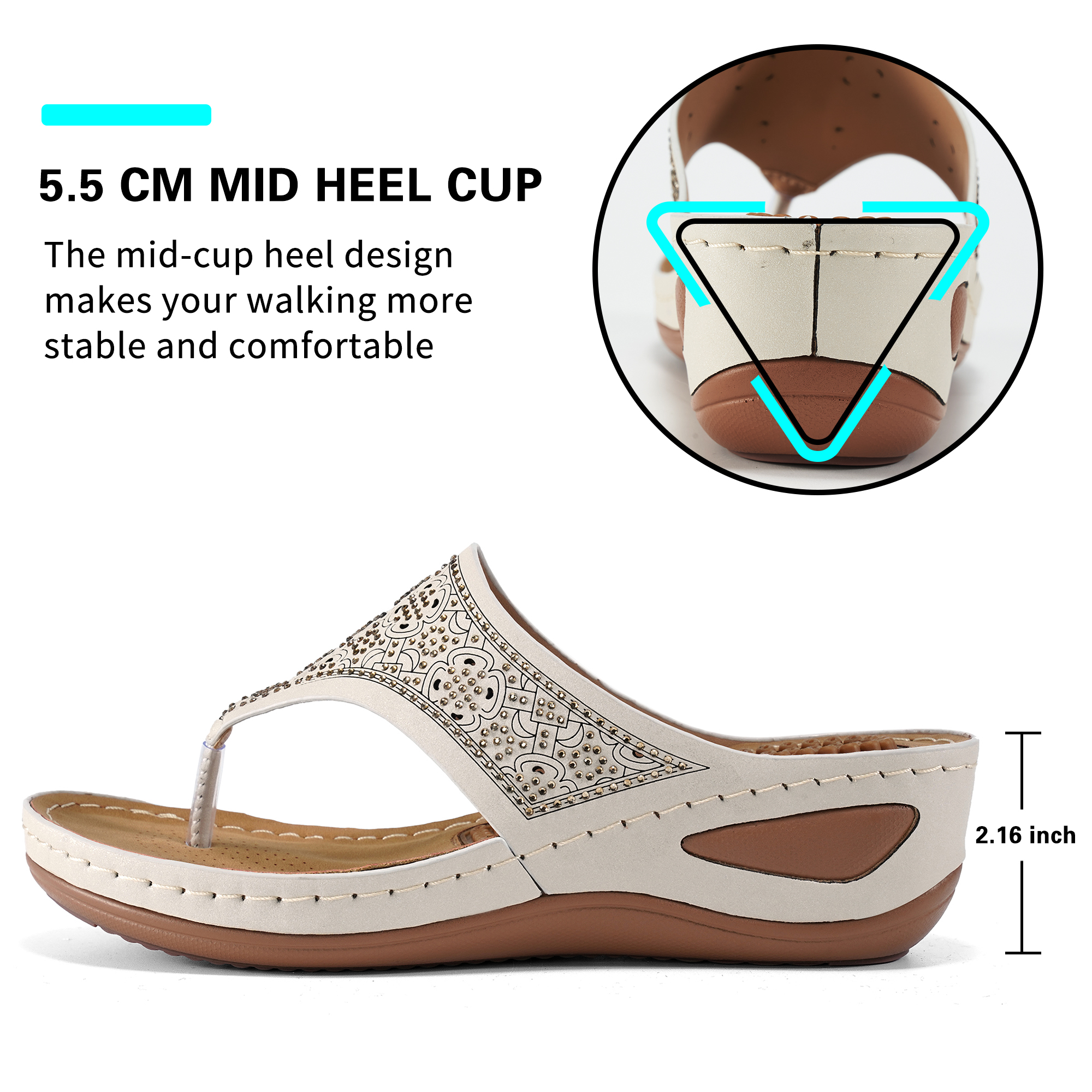 Womens  Sandals Flip Flops With Massage Function