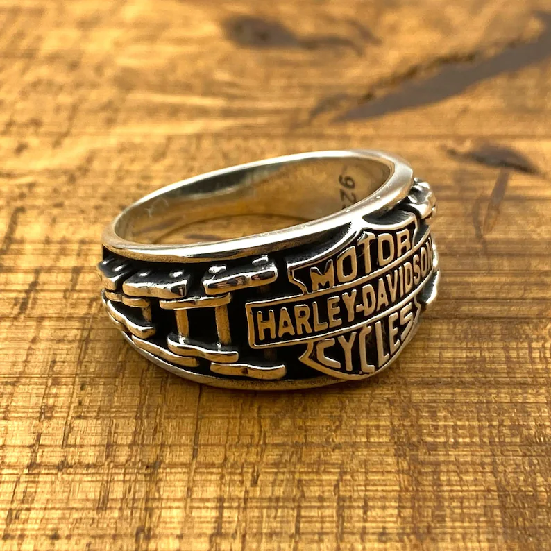 Harley Signet Ring, Sterling Silver Biker Ring