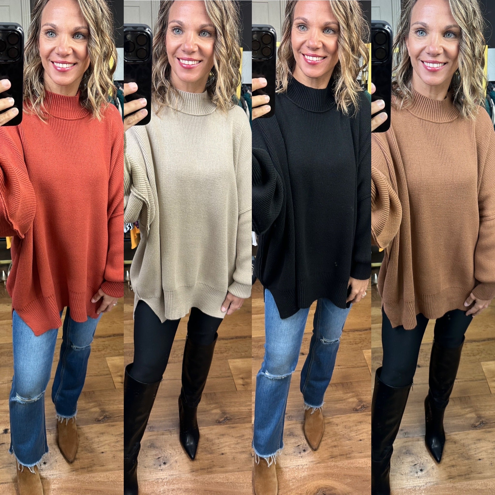 Woman's Oversized Side Slit Exposed Seam Sweater