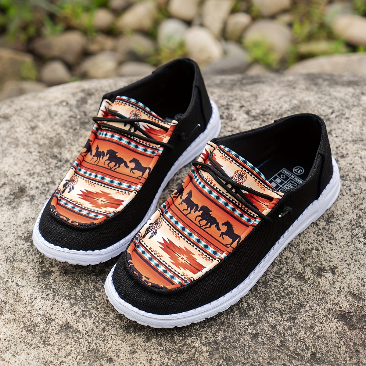 Women's Casual Orthopedic Canvas Shoes With Elastic Print
