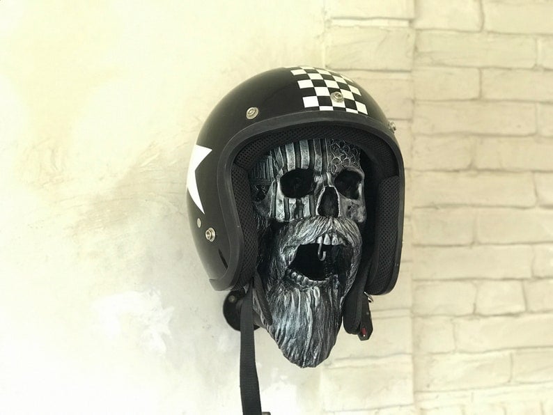 🔥Last Day 49% OFF-Motorcycle Skull Helmet Holder with Beard(🎁The most special gift for riders)