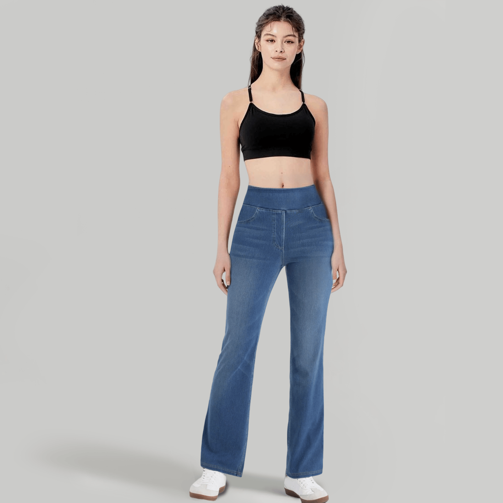 🏆High Waisted Pockets Washed Casual Bootcut Jeans