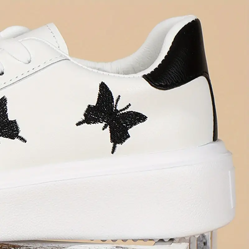Women s Casual Sneakers Butterfly Embroidery Thick Sole Lace details 4