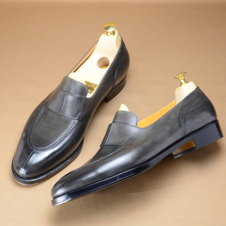 New men's gray-black loafers-Zittor