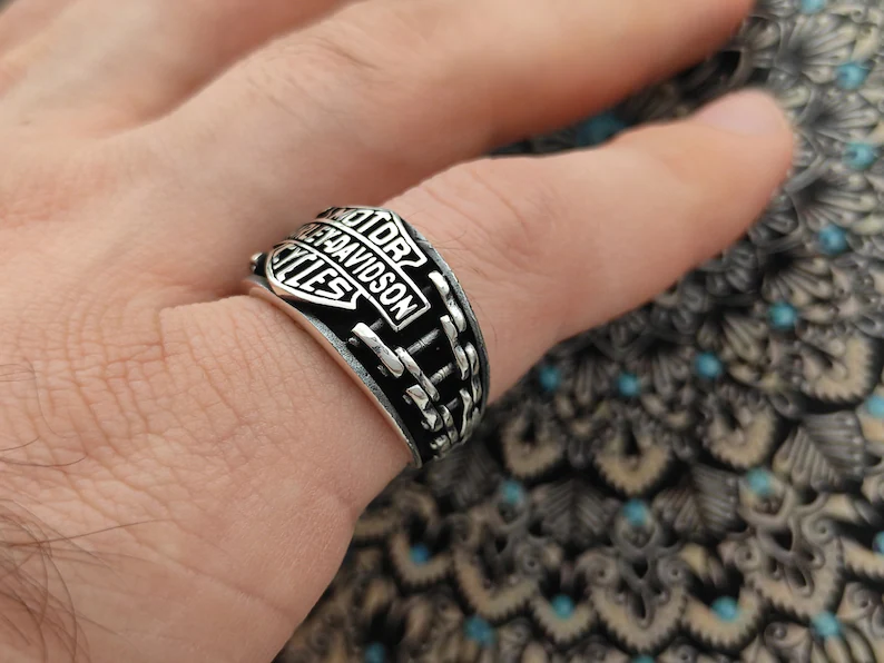 Harley Signet Ring, Sterling Silver Biker Ring