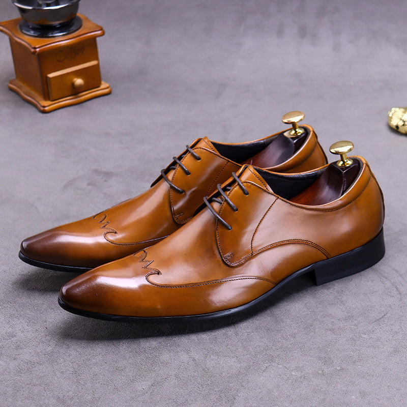 2022 Men's Leather Business Casual Trendy Suit Dress Shoes-Zittor
