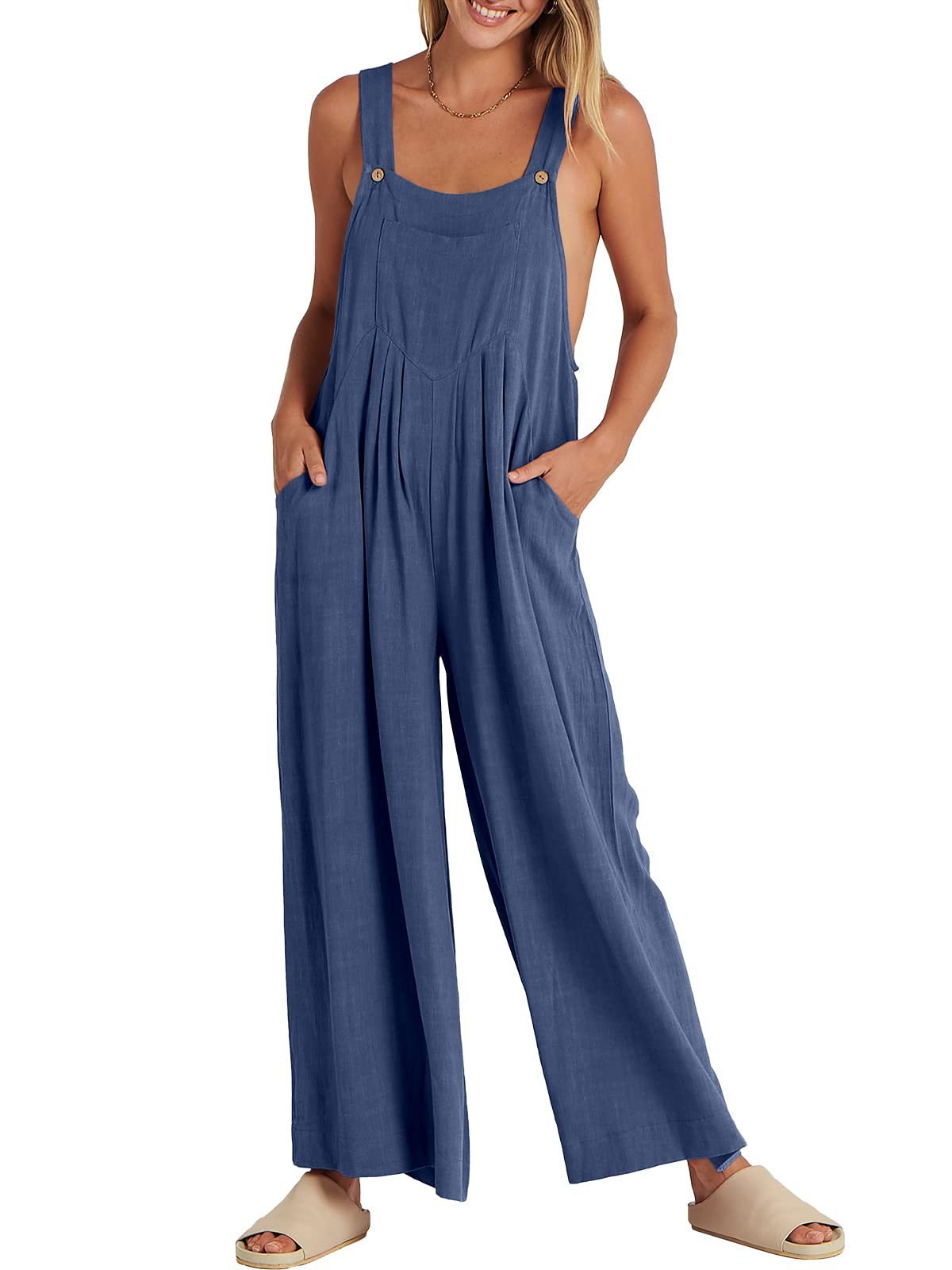 SUMMER SALE-PLUS SIZE WIDE LEG OVERALLS JUMPSUIT
