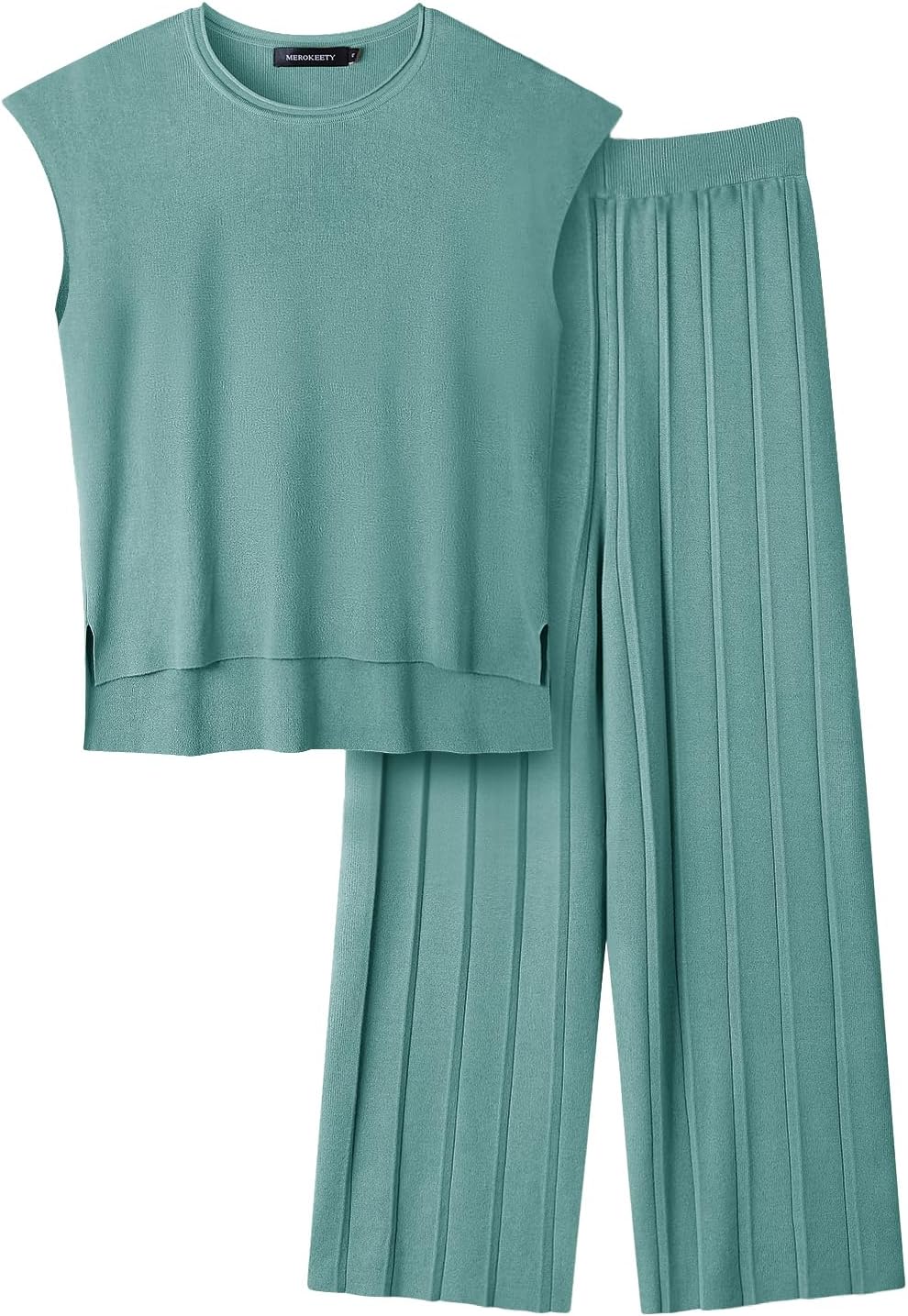 Women’s 2 Piece Outfits Knit Matching Lounge Sets Cap Sleeve Sweater Top