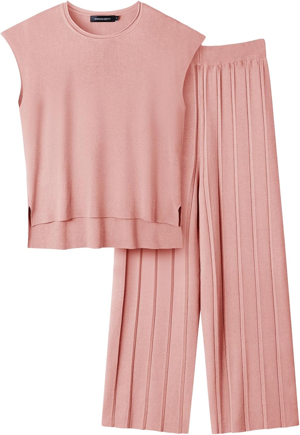 Women’s 2 Piece Outfits Knit Matching Lounge Sets Cap Sleeve Sweater Top