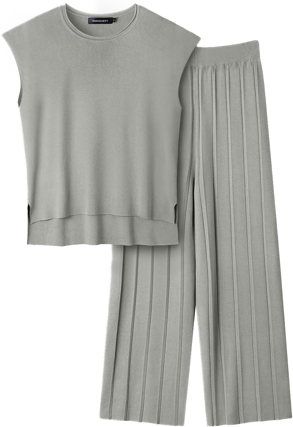 Women’s 2 Piece Outfits Knit Matching Lounge Sets Cap Sleeve Sweater Top