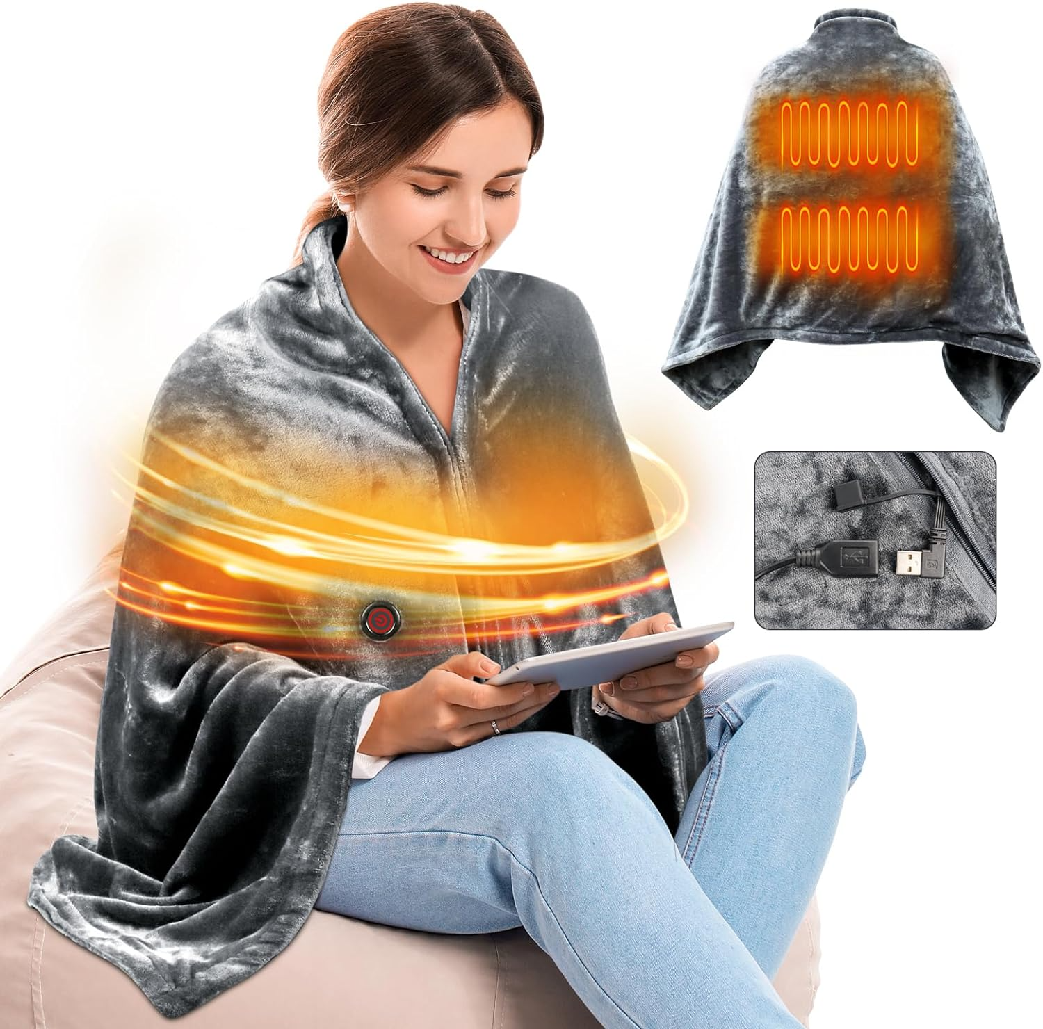 CozyWraps™  Heated Blanket Shawl