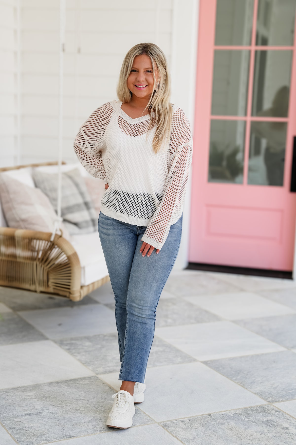 Risen Your Bestie High Rise Medium Wash Raw Edge Hem Straight Leg Jeans