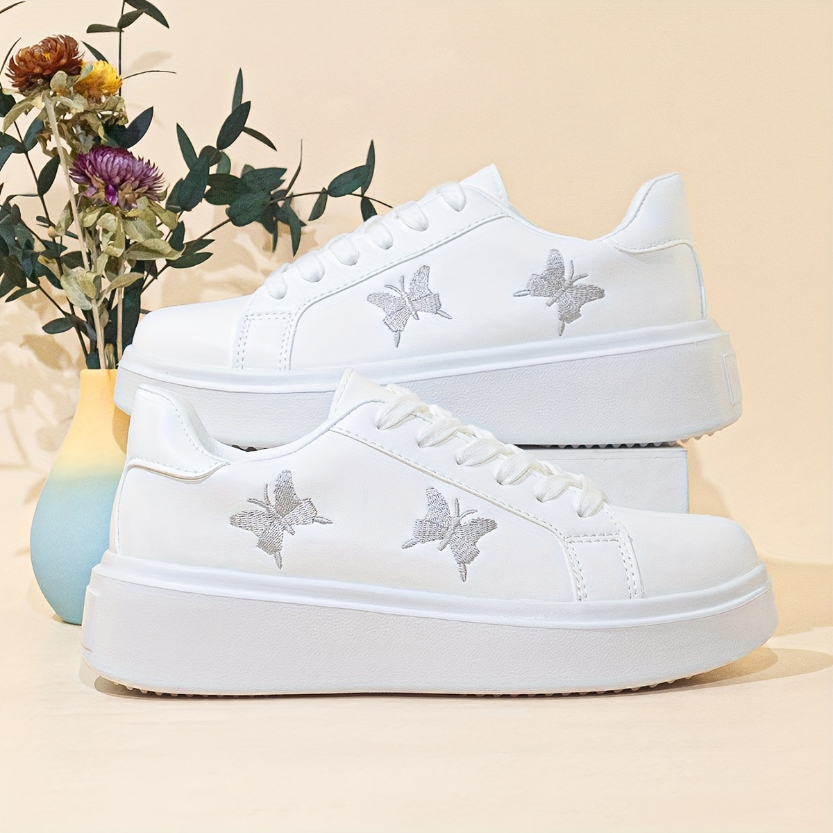Women's Butterfly Embroidered Casual Sneakers
