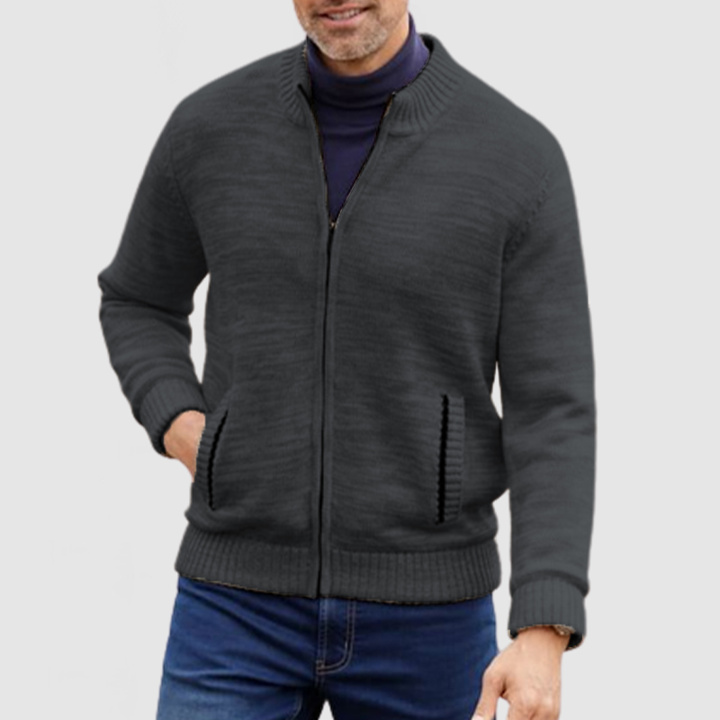 Men's Stand Collar Fashion Cardigan Sweater Knitted Jacket