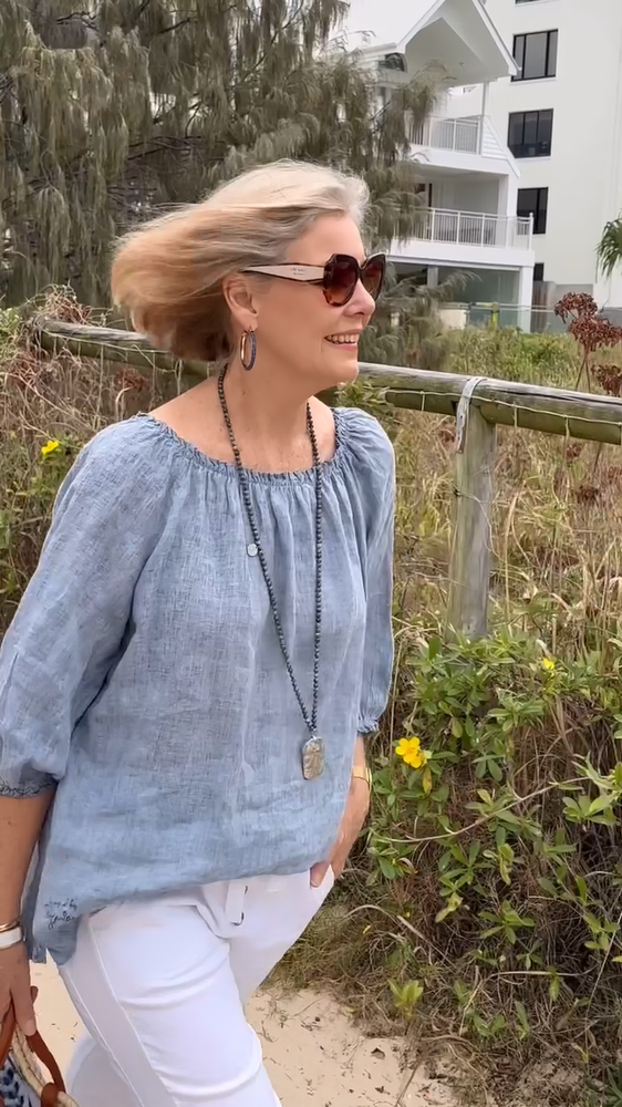 Cotton linen three-piece top