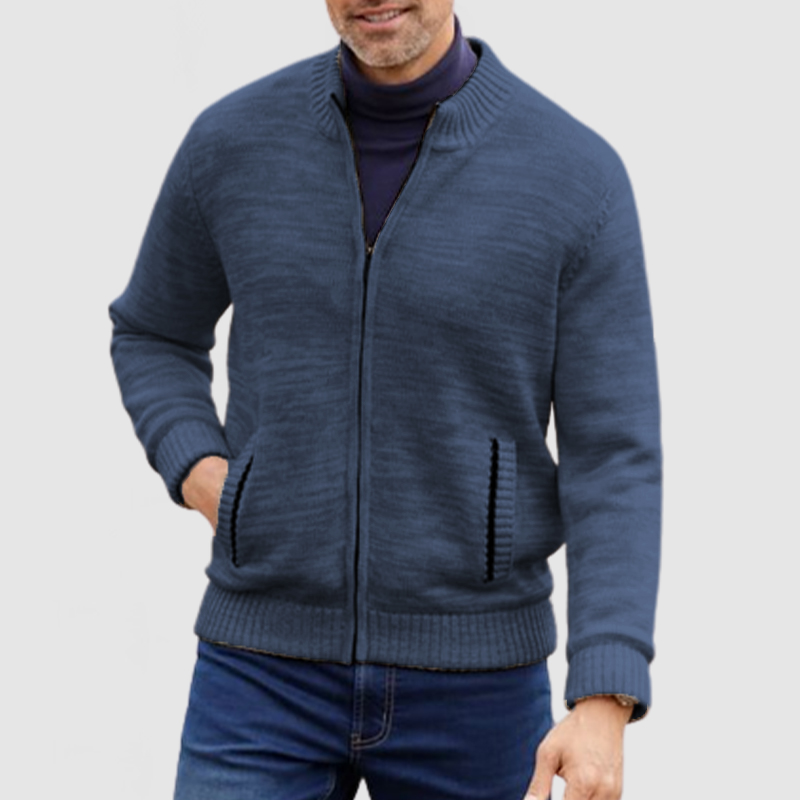 Men's Stand Collar Fashion Cardigan Sweater Knitted Jacket