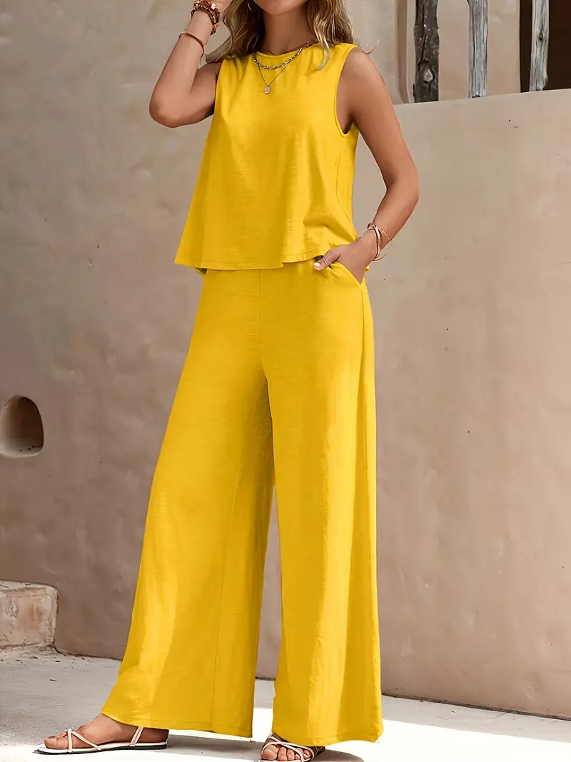 Women's Clothing Tank Top & Wide Leg Loose Pants Two-piece Set
