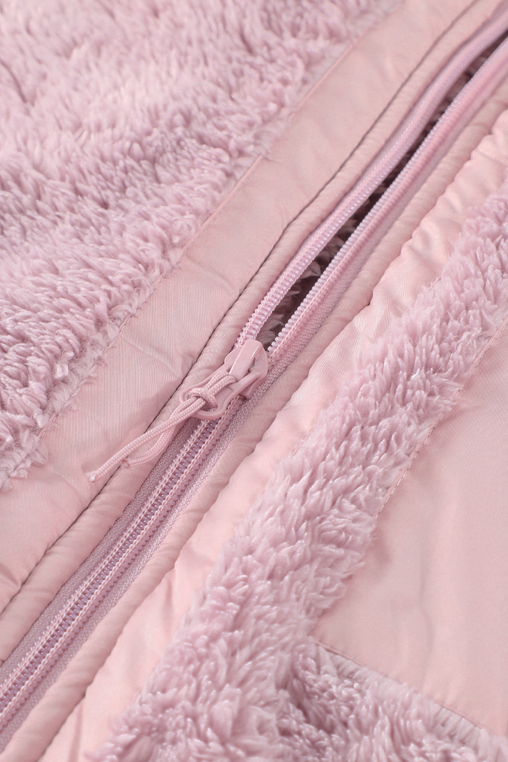 Blue Black Zip Up Sherpa Coat with Pocket