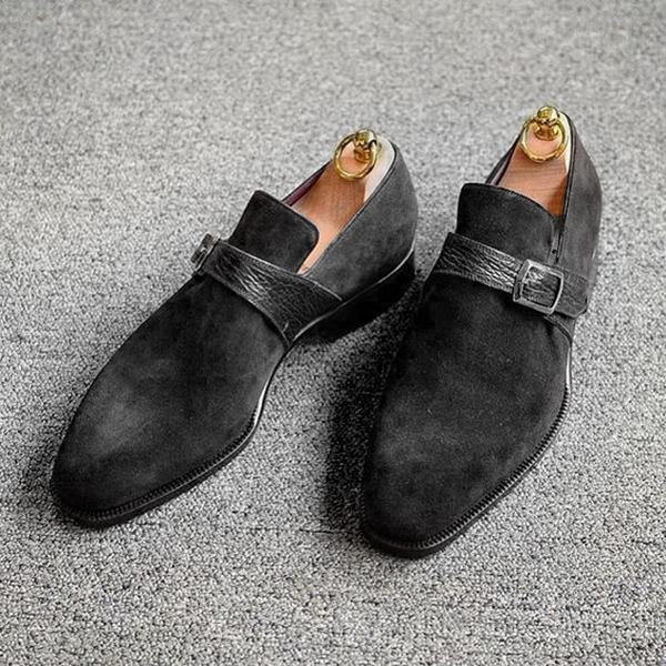 Italy Men's Suede Monk Formal Shoes-Zittor