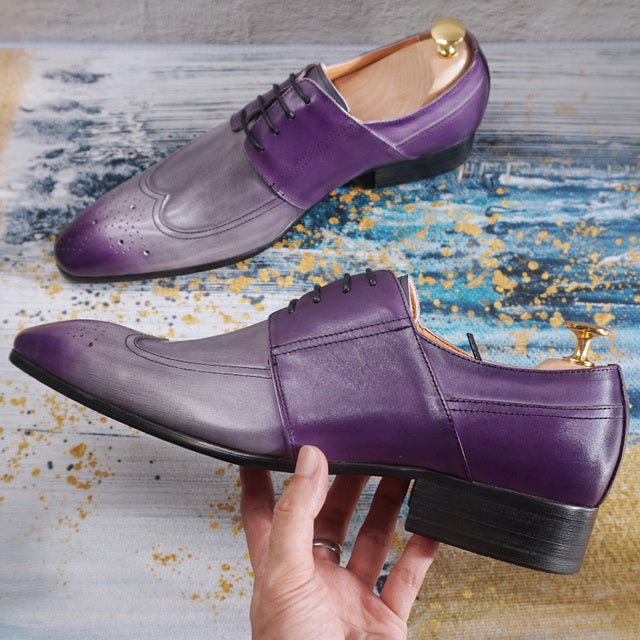 Luxury Genuine Leather Men`s Fashionable Lace Up Pointed Toe Casual Shoes For Office & Wedding Assorted Colors-Zittor