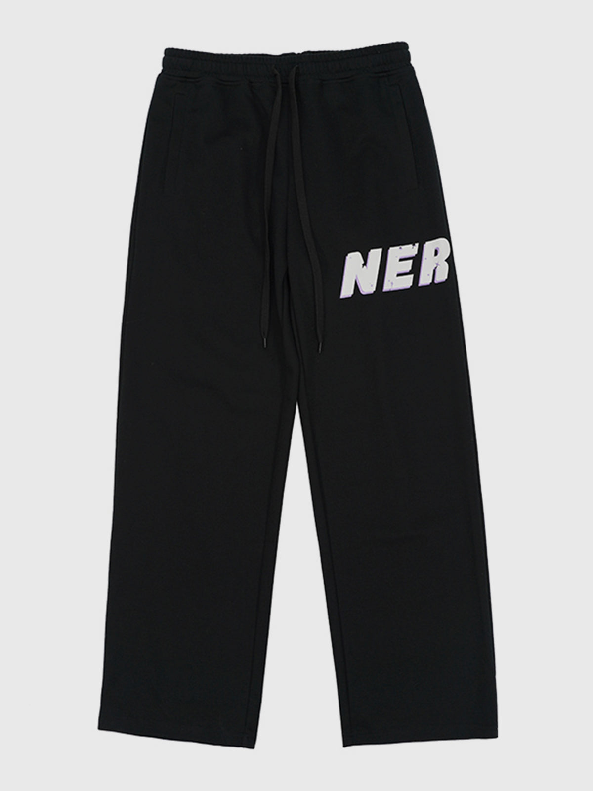 NERDY Logo Print Loose Straight Sports Pants-Zittor