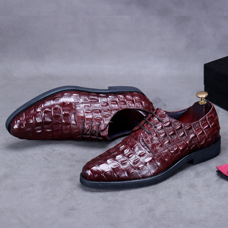 Embossed Old-fashioned Men's Leather Business Casual Trendy Shoes-Zittor