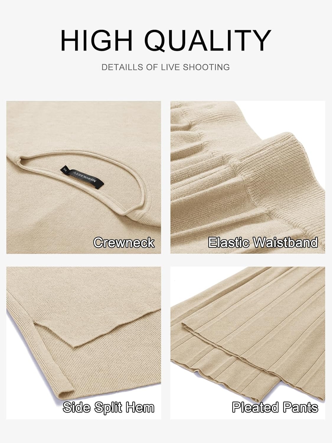 Women’s 2 Piece Outfits Knit Matching Lounge Sets Cap Sleeve Sweater Top