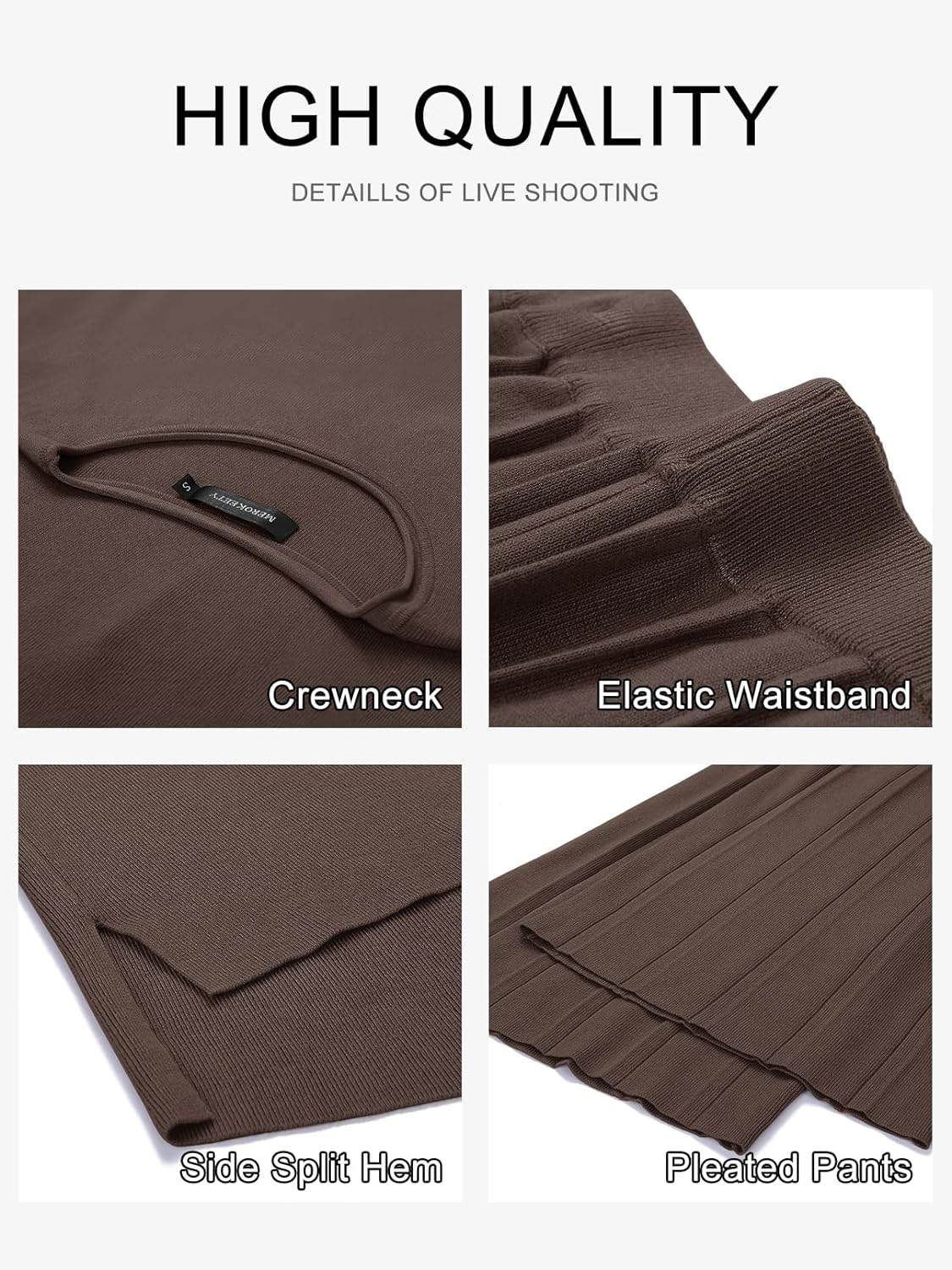 Women’s 2 Piece Outfits Knit Matching Lounge Sets Cap Sleeve Sweater Top