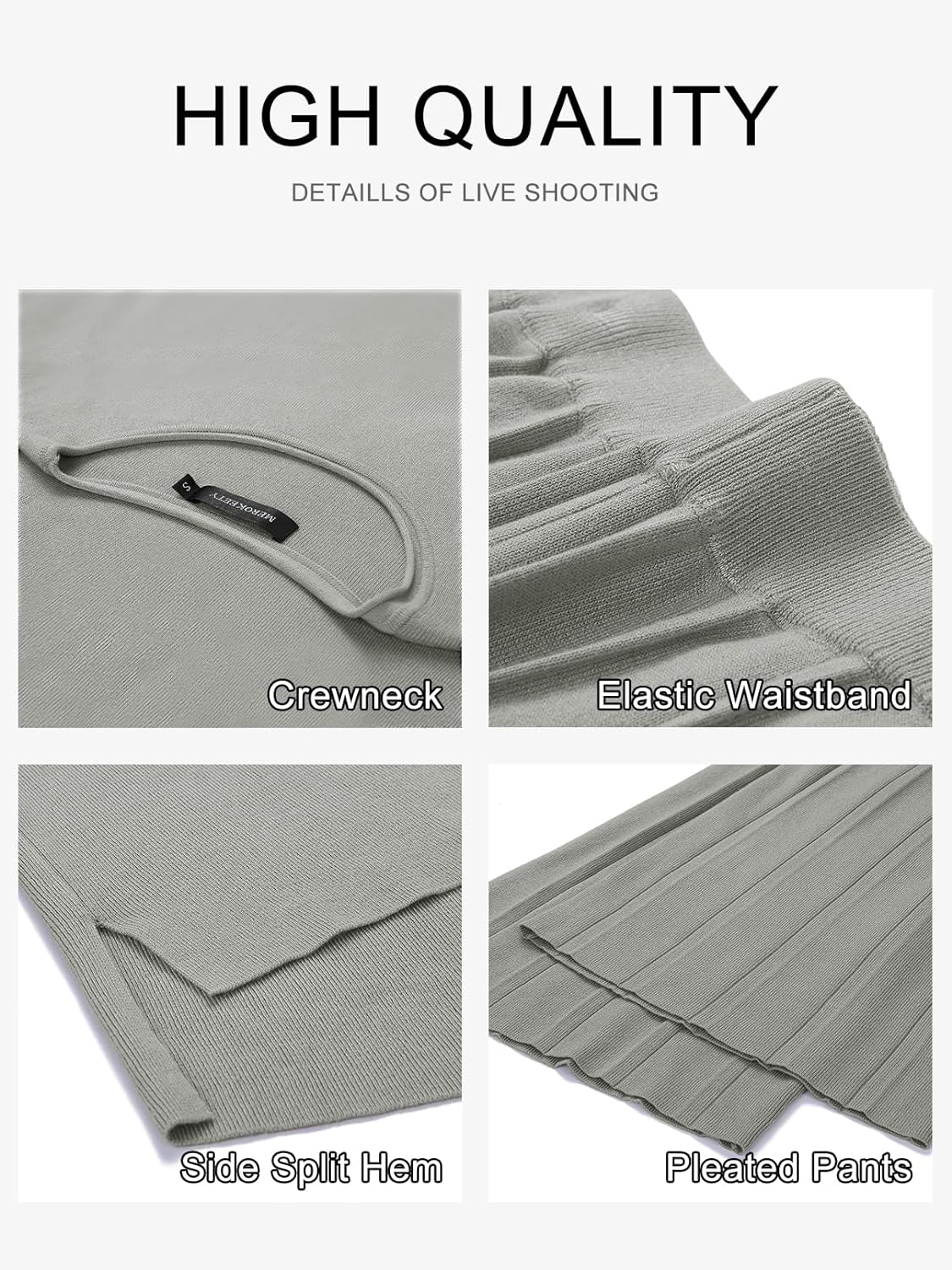 Women’s 2 Piece Outfits Knit Matching Lounge Sets Cap Sleeve Sweater Top