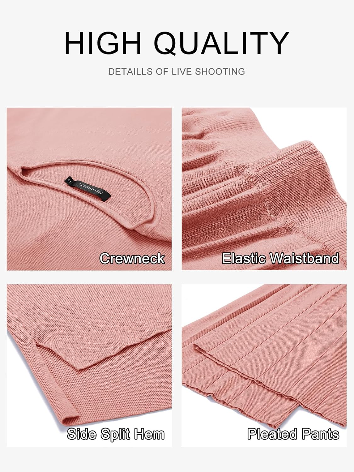 Women’s 2 Piece Outfits Knit Matching Lounge Sets Cap Sleeve Sweater Top